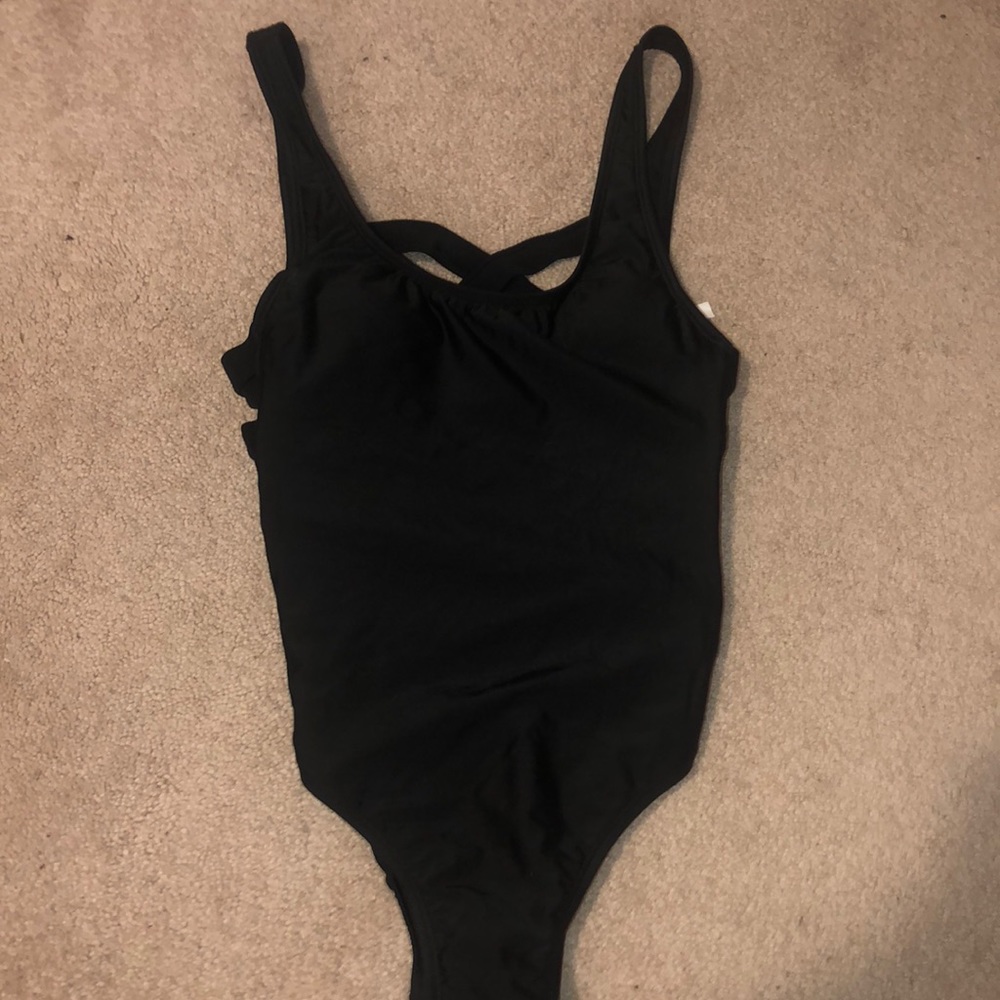 Black one piece bathing suit
